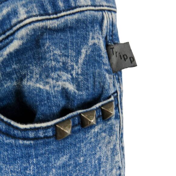 Hot Topic Tripp NYC Acid Wash Skinny Jeans Studded Size 9 Waist 29" - Picture 4 of 7